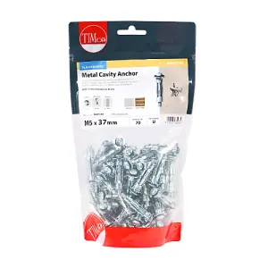 Timco - Metal Cavity Anchors - Zinc (Size M5 x 37 (45mm Screw) - 70 Pieces)