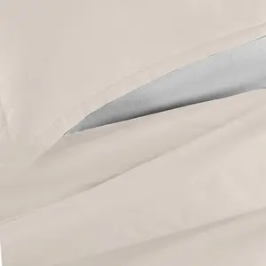 Super Soft 250 TC Microfibre Reversible Plain Duvet Cover Set Cream / Double Duvet Cover + 2 Pillowcases