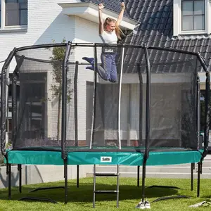 14ft Salta Green First Class Trampoline with Encloure