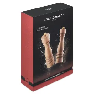 Cole & Mason London Beech Wood Salt & Pepper Mill Set 220mm