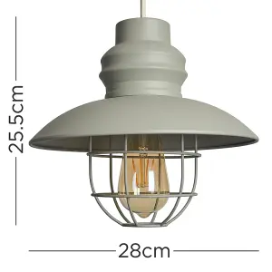 ValueLights Penglai Cement Ceiling Pendant Shade and E27 Pear LED 4W Warm White 2700K Bulb