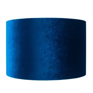 45cm Royal Blue Velvet Cylinder Table Floor Lampshade Art Deco