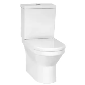 Premium OPEN BACK COMFORT HEIGHT Toilet Set (Reims) - Rimless Pan - Cistern - Soft Close Seat - Includes Chrome Flush Button