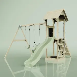 PolarPlay Tower Kids Wooden Climbing Frame with Swing and Slide - Swing Olavo Sage