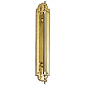 Ornate Textured Door Pull Handle 229 x 29mm Fixing Centres Polished Brass