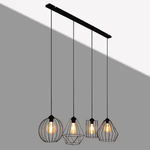 Luminosa Lapis Straight Bar Pendant Ceiling Light Black 11.4cm