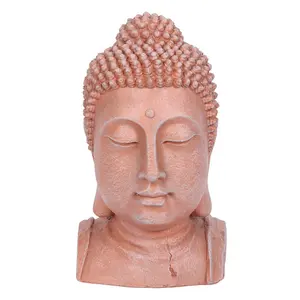 Something Different Terracotta Effect Buddha Head Ornament Pink (41cm x 25.5cm x 24cm)