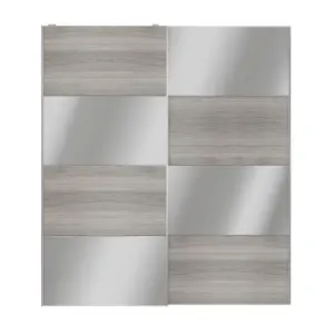 Atomia Panelled Mirrored Grey oak effect 2 door Sliding Wardrobe Door kit (H)2250mm (W)2000mm