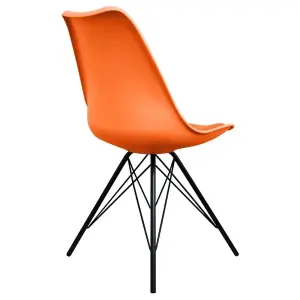 Soho Orange Plastic Dining Chair with Black Metal Legs