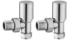 KeenFix Round Angled Towel & Radiator Chrome Valves