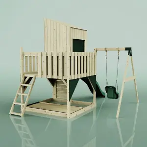 Rebo PolarPlay Kids Climbing Tower & Playhouse - Swing Helka Green