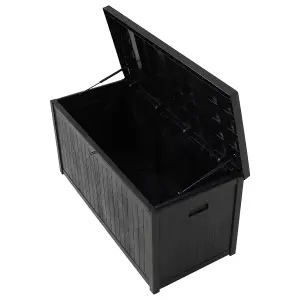 430L Waterproof Plastic Outdoor Garden Storage Box with Lockable Lid, Black