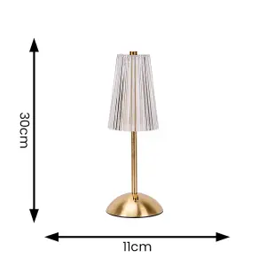 ValueLights Allie Gold and Clear Acrylic Portable USB Rechargeable Touch Table Lamp