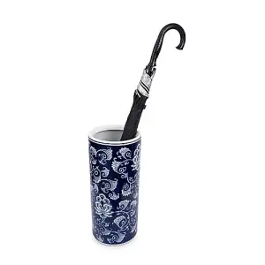 Umbrella Stand, 18" Tall, Blue Floral Pattern, Walking Stick Holder, Indoor Planters, Entryway Decor, Elegant Home Accents