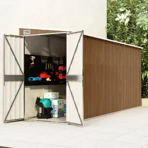 Berkfield Wall-mounted Garden Shed Brown 118x382x178 cm Galvanised Steel