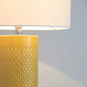 Inlight Dactyl Embossed ceramic Cylinder Ochre Table light