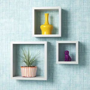 Natalia 3 Piece Square Floating Shelf White