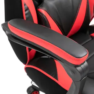 Vinsetto Gaming Chair Ergonomic Reclining Manual Footrest Wheels Stylish Red