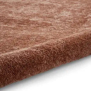 Terracotta Plain Shaggy Rug, 17mm Thickness Stain-Resistant Rug, Modern Rug for Bedroom, & DiningRoom-60cm X 115cm