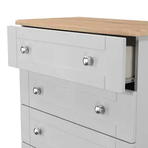 Sussex Ready assembled Grey & oak 5 Drawer Chest (H)1074mm (W)765mm (D)415mm