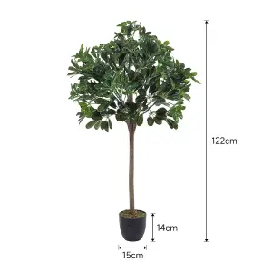 122cm Artificial Schefflera Arboricola Tree in Black Pot for Decoration Living Room