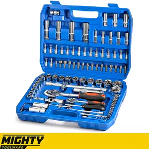 Socket Set & Screwdriver Bit Torx Ratchet Driver Case Tool Kit 94pc 1/2" & 1/4"