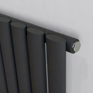 Agadon Solo Designer Oval Tube Radiator 1800 x 360 mm Textured Anthracite