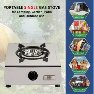 NJ-100 Gas Stove Single Burner Stainless Steel Outdoor Camping LPG 4.0 kW