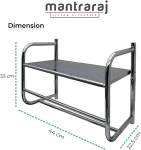 MantraRaj Bathroom Wall Rack With 2 Towel Holder Rails Metal Chrome Plated Shelf Adhesive Towel Rail Towel Holders Towel Rack