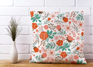 Orange Floral Pattern Cushions 45cm x 45cm