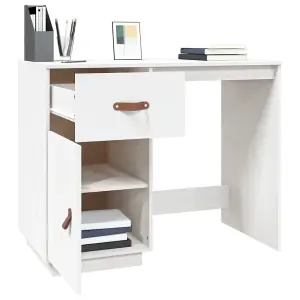 Berkfield Desk White 95x50x75 cm Solid Wood Pine