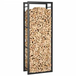 Berkfield Firewood Rack Matt Black 50x28x132 cm Steel