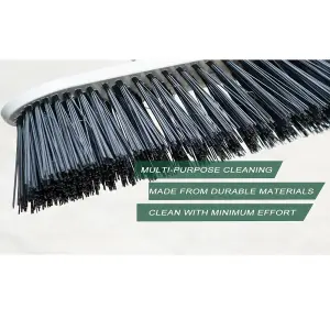 Heavy Duty Stainless Steel Broom with Handle Outdoor Garden Hard Bristle Brush