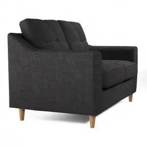 Baxter Charcoal Tufted Fabric 2 Seater Sofa