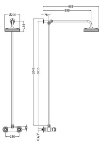 Thermostatic Exposed Shower Valve & Rigid Riser Kit - Chrome