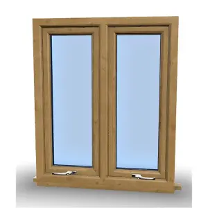 1245mm (W) x 1045mm (H) Wooden Stormproof Window - 2 Opening Windows (Opening from Bottom) - Toughened Safety Glass