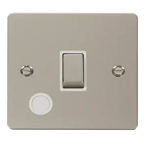 Flat Plate Pearl Nickel 1 Gang 20A Ingot DP Switch With Flex - White Trim - SE Home