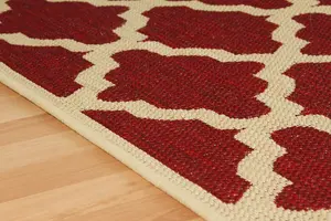 Modern Geometric Easy to Clean Flatweave Anti-Slip Red Rug for Dining Room-160cm X 225cm