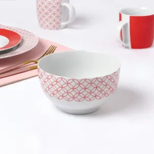 16pc Geo Red & White Dinner Set