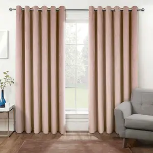 Homescapes Thermal 100% Blackout Pink Velvet Curtains, 117 x 137 cm (46" x 54")