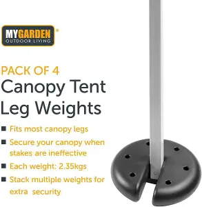 Set of 4 Round Canopy Tent Leg Weights Secure Anchor Gazebo Camping Outdoor - 9.4kg Total Weight