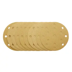 Draper Gold Sanding Discs with Hook & Loop, 150mm, 180 Grit, 15 Dust Extraction Holes (Pack of 10) 08475