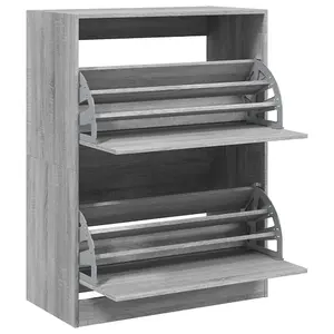 Shoe Cabinet with 2 Flip-Drawers Grey Sonoma 80x42x108 cm