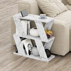 Adriana Side Table Modern Compact Design for Living Room & Bedroom White Marble