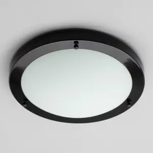 Litecraft Mari Black 18w Large LED Flush Bathroom Ceiling Light