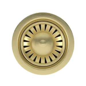 Liquida SWO2BR Brushed Brass Kitchen Sink Basket Strainer Waste With Overflow