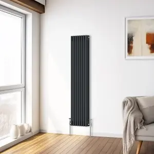 Right Radiators 1500x382 mm Vertical Traditional 3 Column Cast Iron Style Radiator Anthracite