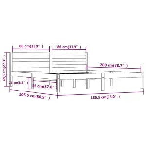 Berkfield Bed Frame Solid Wood Pine 180x200 cm Super King Size