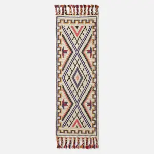 Homescapes Goa Multi Colour Kilim Runner Wool Rug 66 x 200 cm