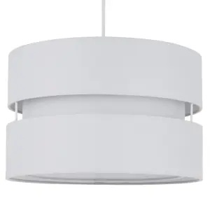 First Choice Lighting Light Grey Layered Easy Fit Drum Light Shade